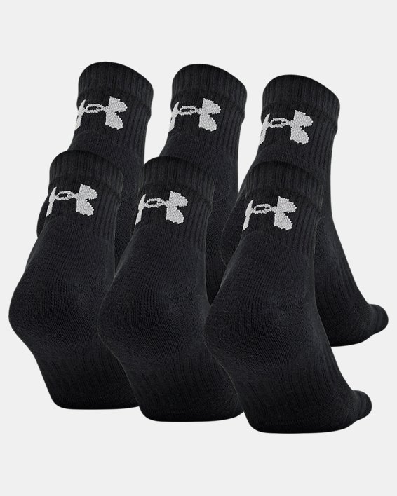 Youth UA Training Cotton Quarter – 6-Pack Socks, Black, pdpMainDesktop image number 1